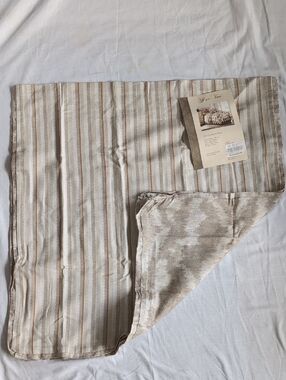 Rose Tree Neutral Striped Pillow Sham - Beige and Cream